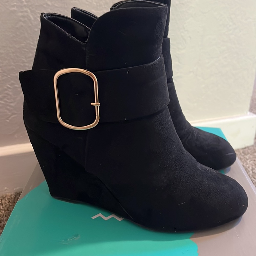 Suede Wedge Booties - Picture 2 of 7